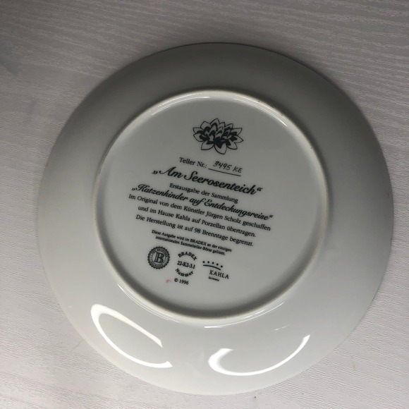 Vintage 1996 Kahla Jurgen Scholz Kitten Cat Artwork Dish Plate - Picture 6 of 11